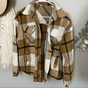 Fall Brown Plaid Shacket- Size Large